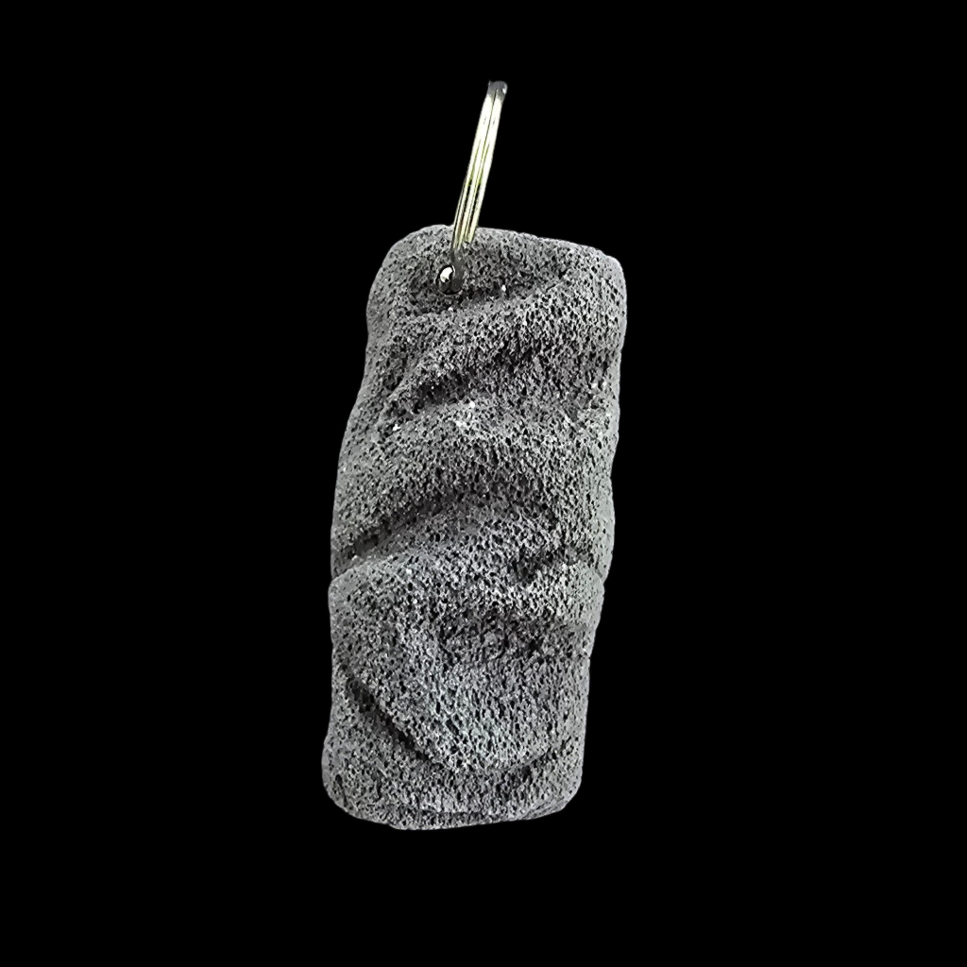 Black colored eroded shape climbing hold keychain