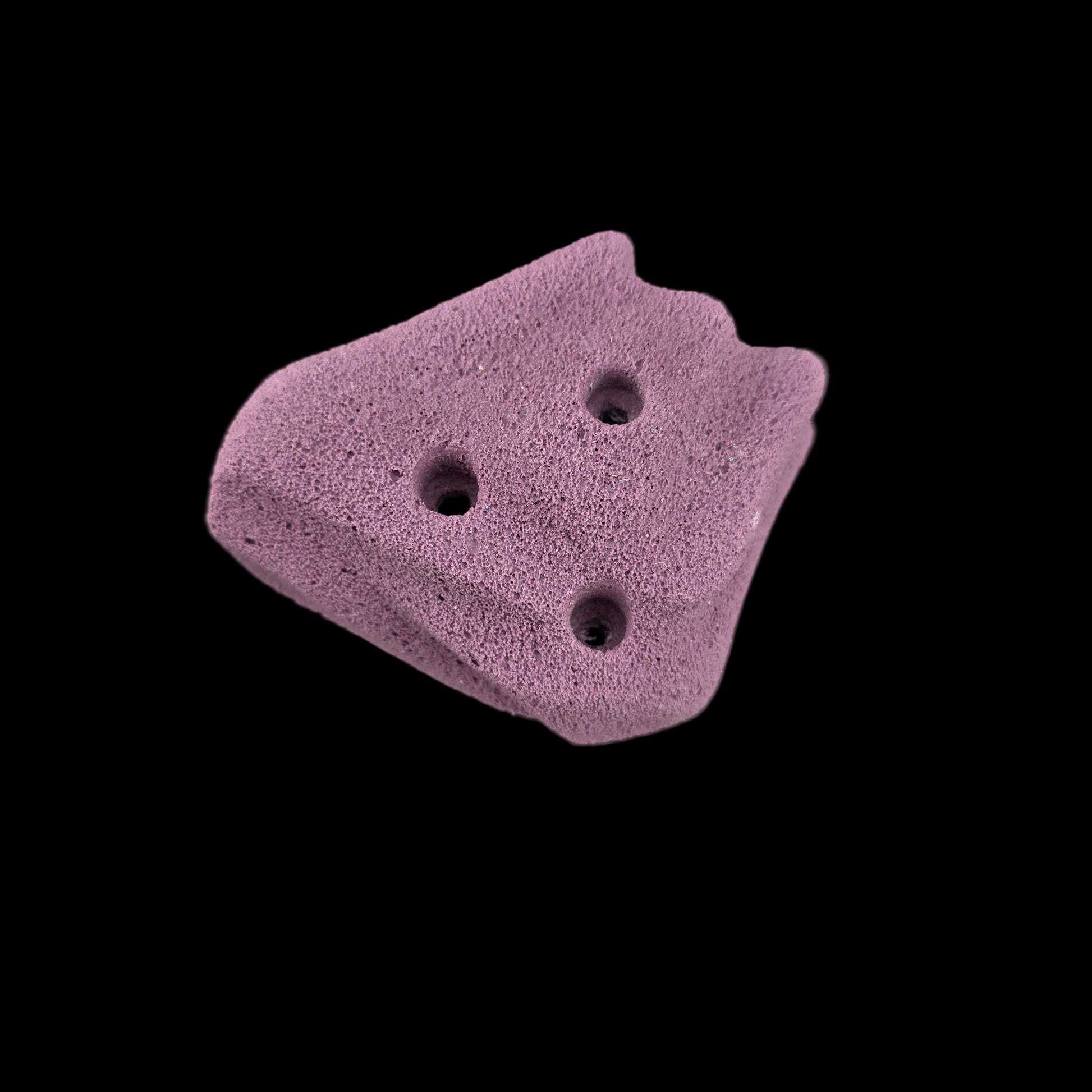 Purple colored corner-less jug shaped climbing hold