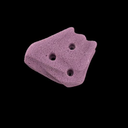 Purple colored corner-less jug shaped climbing hold