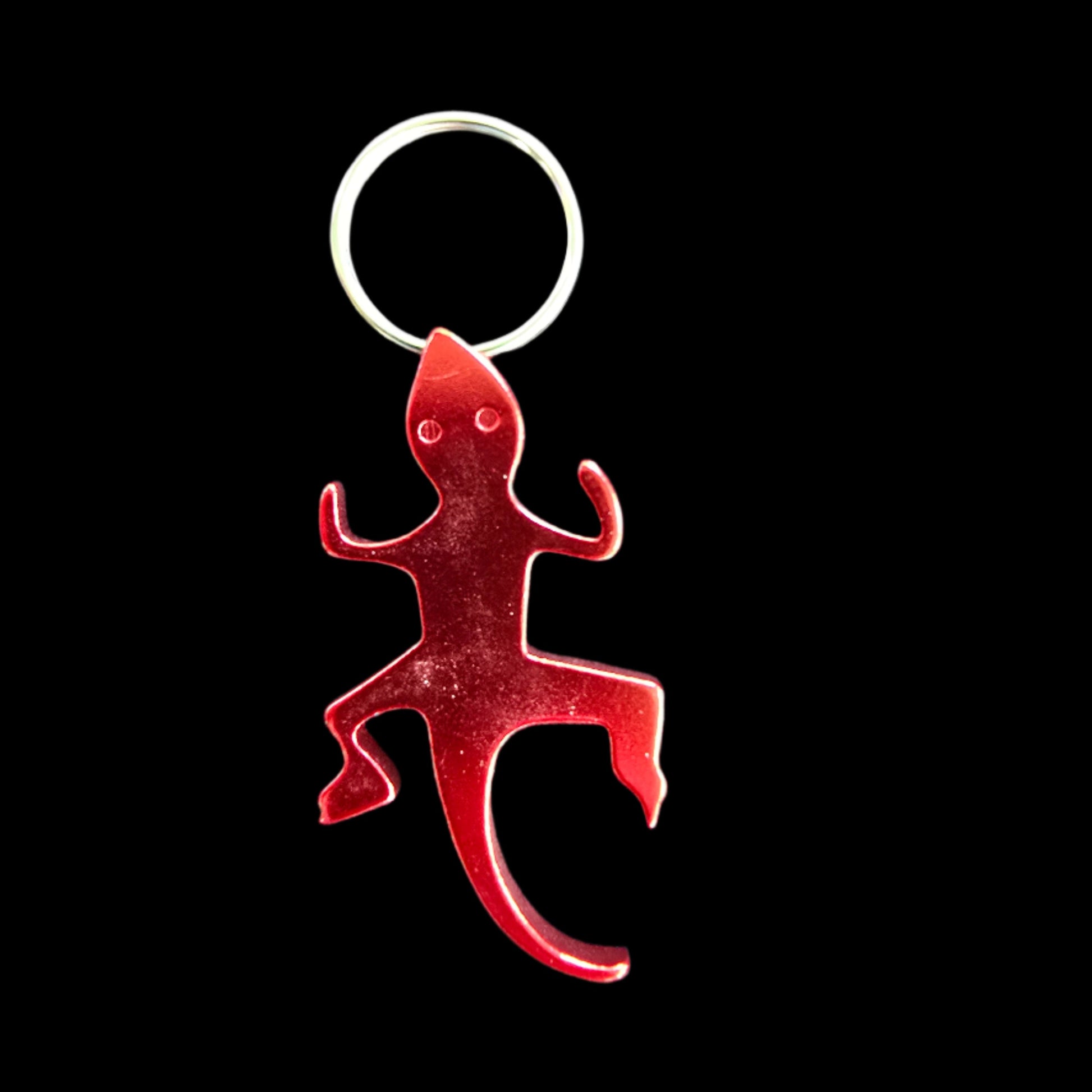 Red colored gecko bottle opener keychain